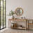 Wood Minimalistic Brown Wall Mirror with Natural Wood Grains-117814820