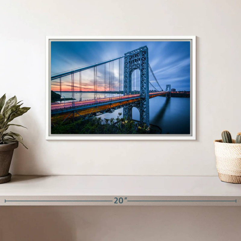 Pont George Washington à l'aube, Cadre flottant blanc, 13 po x 9 po