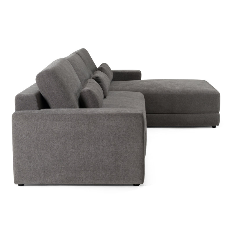 Jahziyah - Canapé modulaire moderne faisant face à la droite en tissu gris