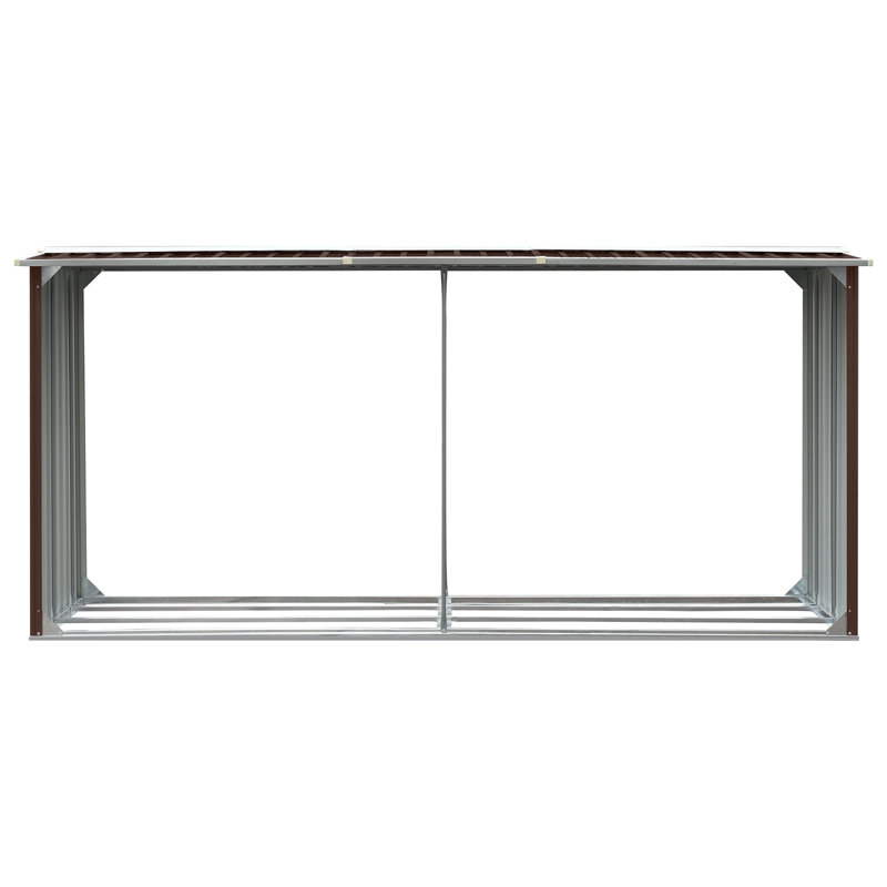 Support de rangement pour bûches avec toit en acier galvanisé 129,9 po, Brun