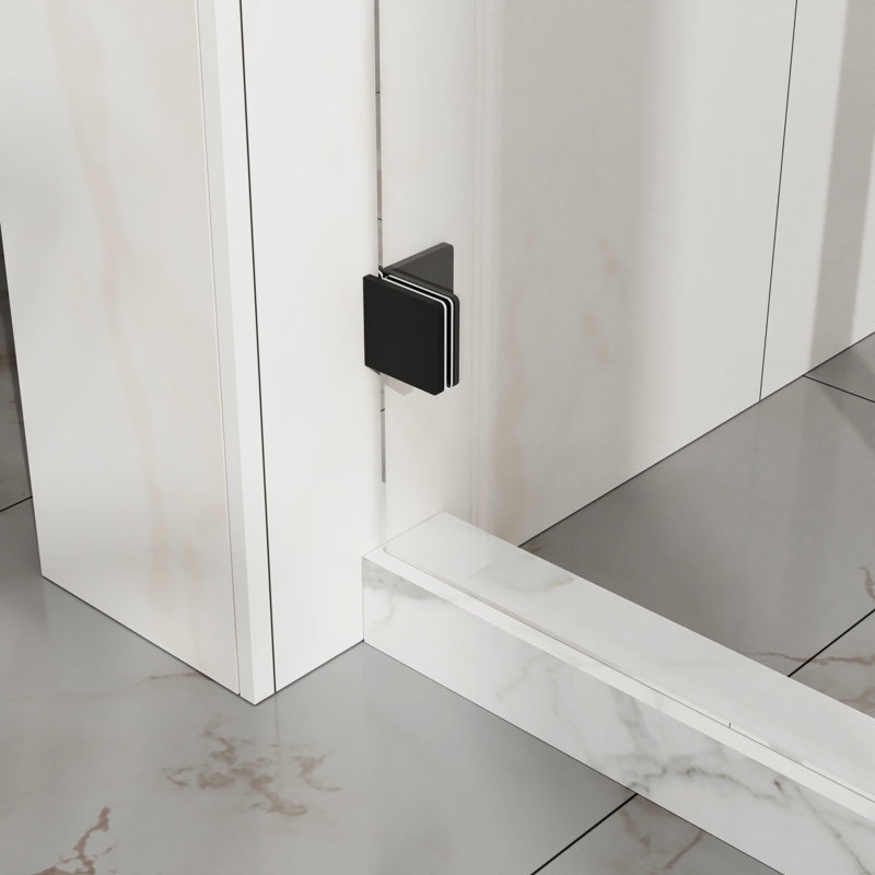 44" - 48" Adjustable Width Sliding Shower Door, 6mm Tempered Clear Glass, Waterproof Seal, Modern Bathroom Accessory Glass Door With 1/4" (6mm) Stainless Steel Rollers, Matte Black Finish, Easy