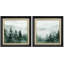 «Green Watercolor Pine Trees», ensemble de 2 brumes encadrées sur toile-123398524-123398525