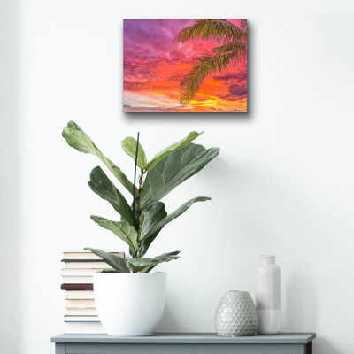 Art tropical en verre, 16 po x 12 po, "Tropical traitement" par Mark A Paulda