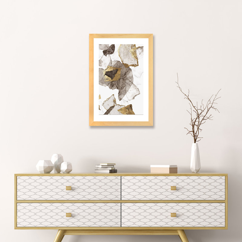 Amplifié II - impression d'art graphique, H 24 po x l 16 po x P 1 po, Toile avec cadre en bois beige