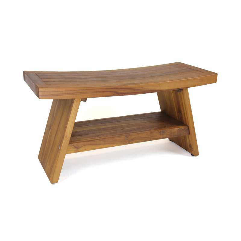 Eco-Friendly Classic Teak Spa Bench with Storage Shelf, 30" W