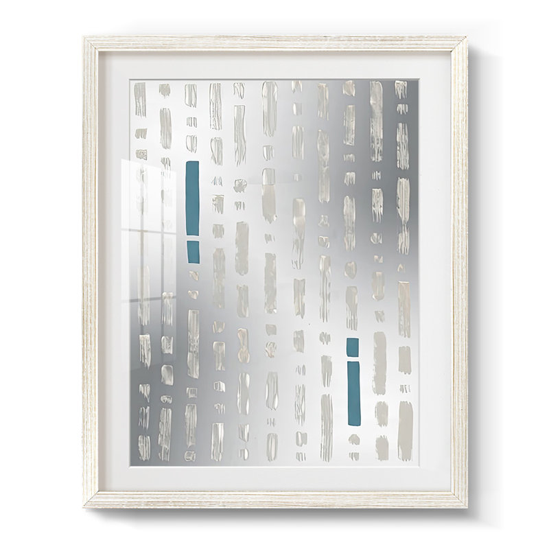 Printed Brushwork II - Impression encadrée, Blanc