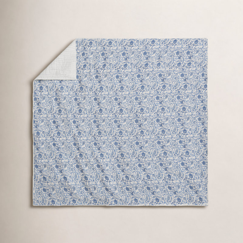 Eden Paisley 3-Piece Reversible Quilt Set, King Quilt + 2 King Shams, Blue