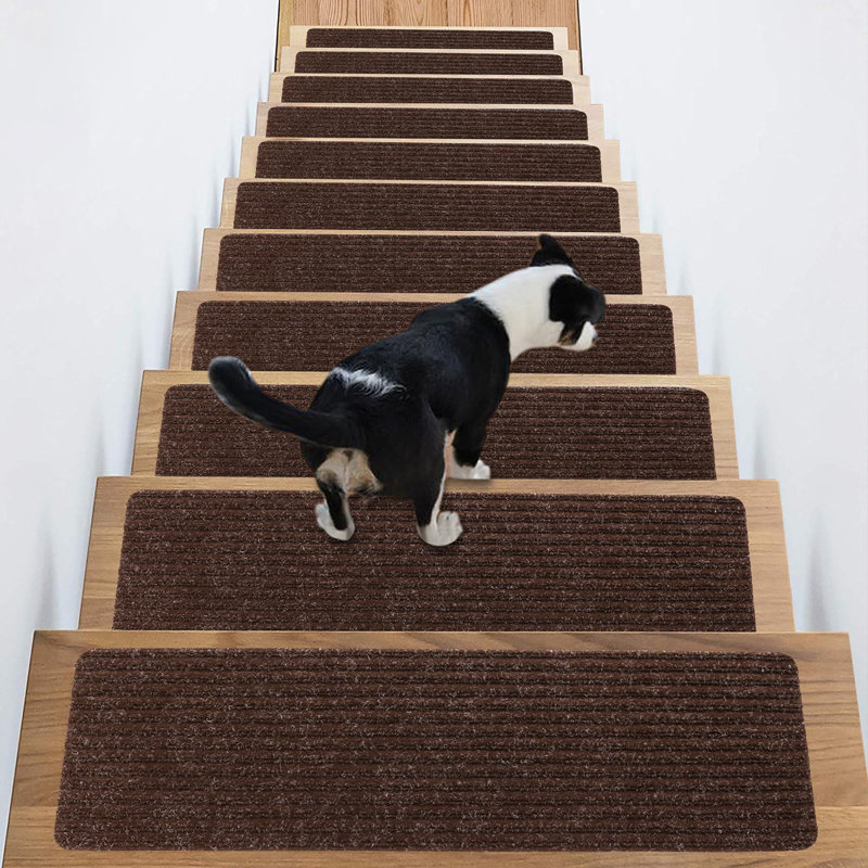 Tapis d'escalier antidérapant 16 po 8 po x 30 po, Brun