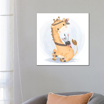 Cute Giraffe In Watercolour by Art Mirano - Wrapped Canvas Print