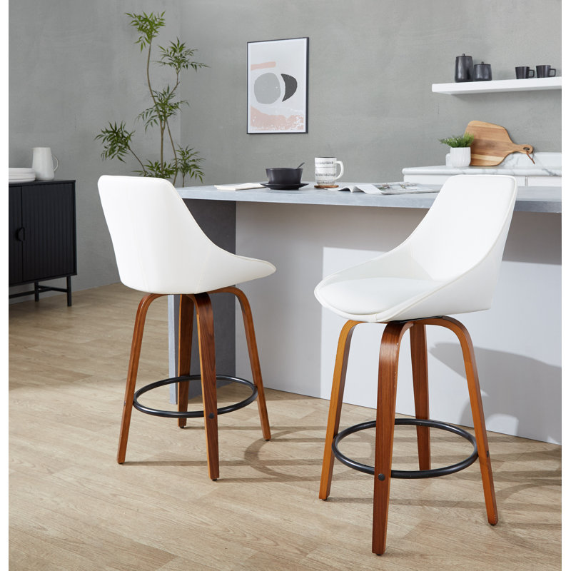 Rebecka Diana Counter Stool - Set Of 2, Counter Stool (26.25” Seat Height), White