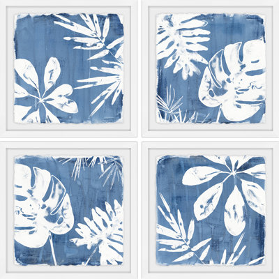 " Tropical Indigo Impressions Quadriptych " 4 - Pieces