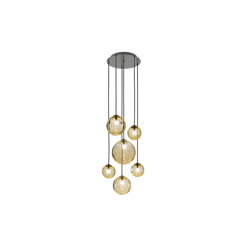 Puppet 6 - Light Pendant, Matte Black, Amber Transparent