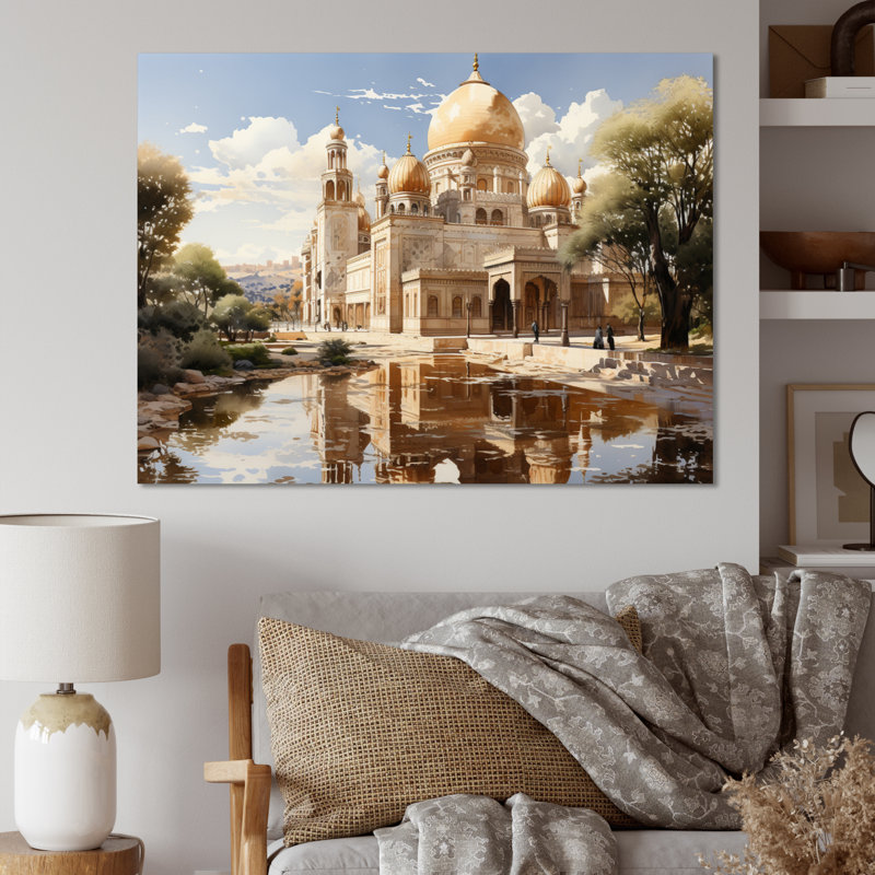 Dôme doré de l'Islam Art II, H 16 po x l 32 po x P 1 po, Toile tendue