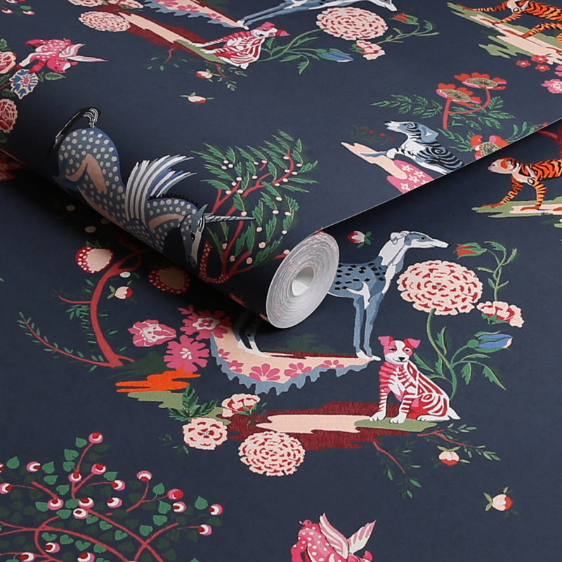 Cath Kidston Painted Kingdom Floral Wallpaper, Blue