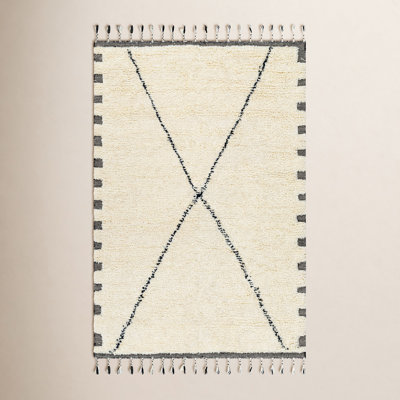 Jovan Handmade Wool White Rug