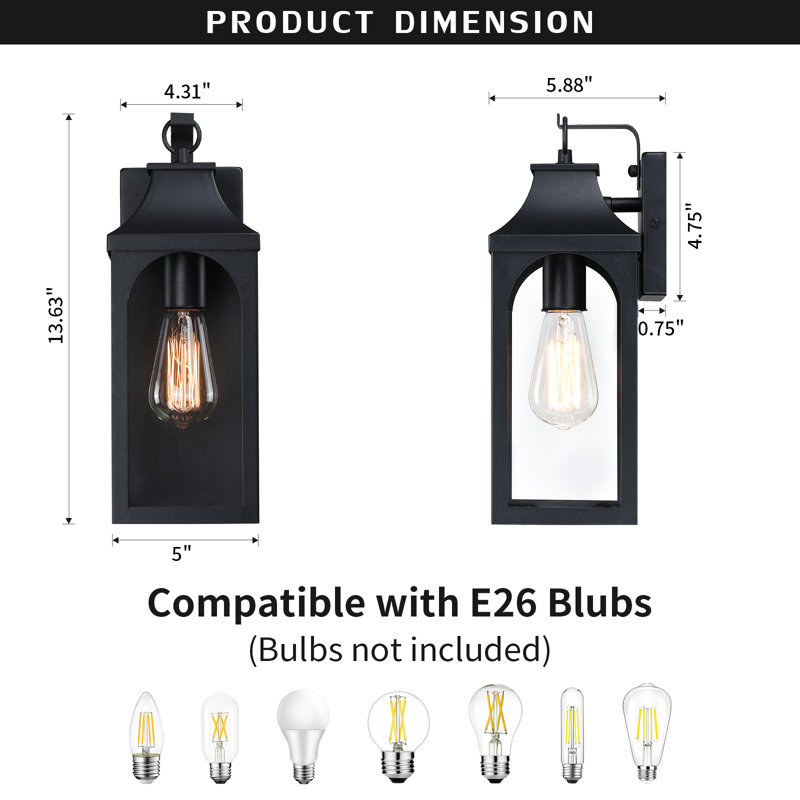  13" 1-Light Outdoor Wall Sconce (Set of 2)