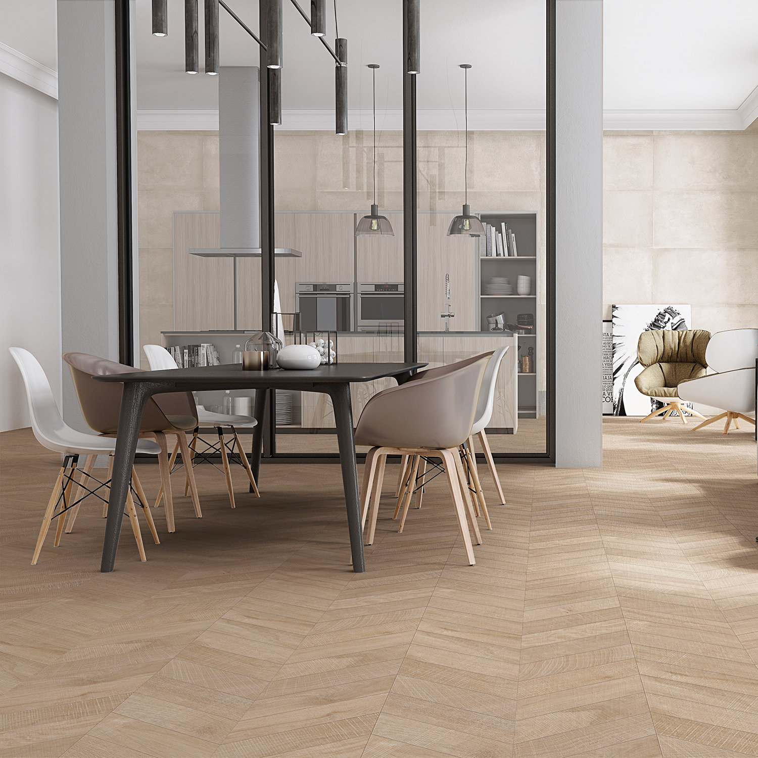 Auburn Chevron 24" x 48" Porcelain Tile, Brown