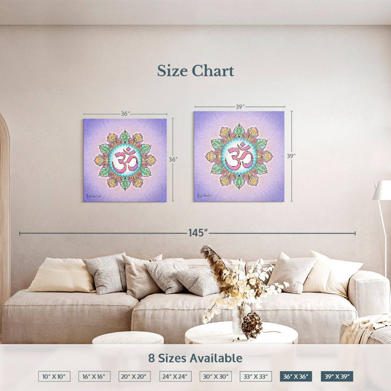 Adella pastel Om Mandala, H 39 po x l 39 po