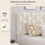 Très grande base de lit tapissier, lattes de bois robustes, beige-825507699-825507700