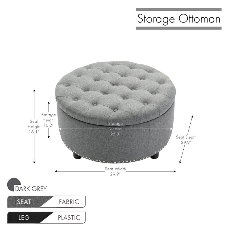Repose-pieds de rangement en tissu Alessandro, Mélange de polyester gris foncé