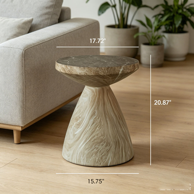 Cement Outdoor Patio End Tables, 20.87" H x 17.72" W x 17.72" D