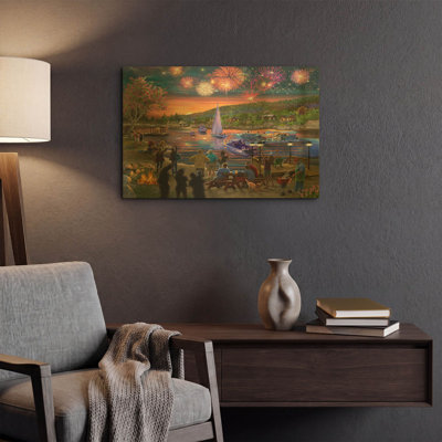 « Feux d'artifice d'été 2 » par Bigelow Illustrations, tableau mural en métal doré, 61 x 41 cm