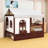 2 Drawers Full House Bed Frame with Built-In Bookshelf, LED Light, Power Hub and Tall Guardrails