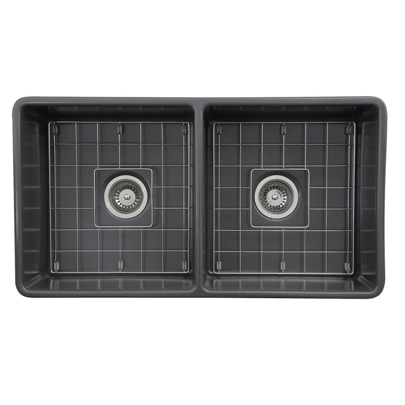 Cape 33.25'' L Double Basin Kitchen Sink, Bluff Gray