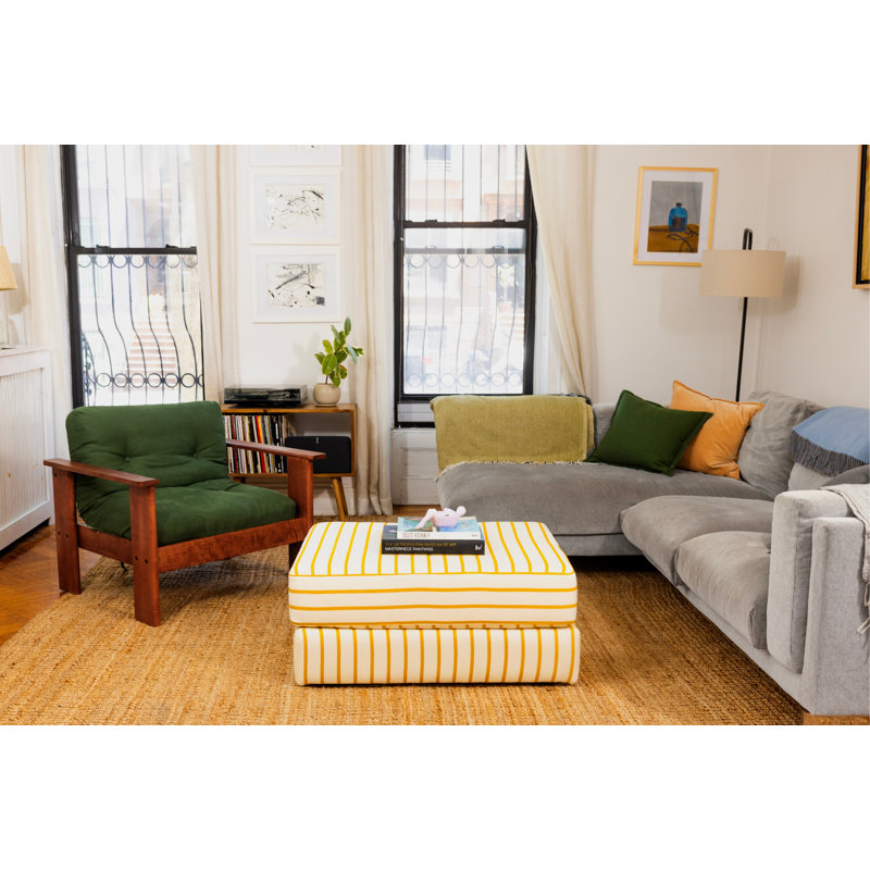Elevate Ottoman, Amber Recycled Velvet