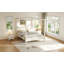 Grand lit plateforme à baldaquin en bois avec tête de lit et pieds de support, blanc crème