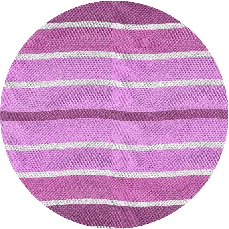 Tapis mauve à rayures Antravion, Rond 7 pi