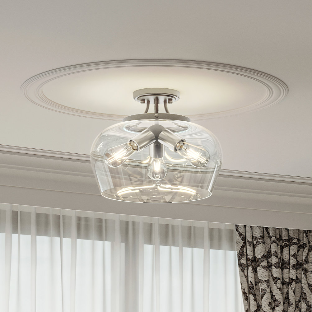 Penley Glass Semi Flush Mount 17 Stories Fixture 