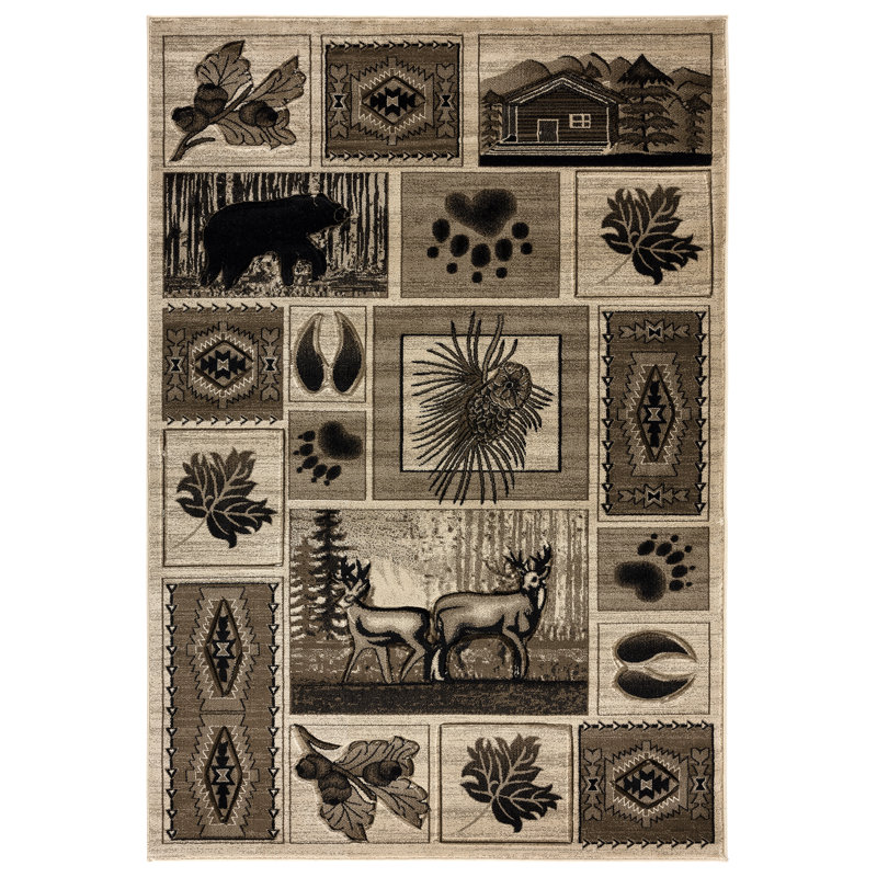 Tapis beige à imprimé animal Keele, Rectangle 2 pi 1 po x 3 pi 3 po