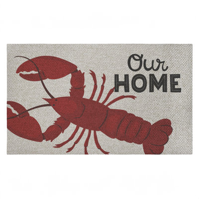 Tapis de porte pour l'extérieur Homard Our Home, design par Gail Veillette, 18 po x 30 po