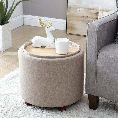 Ludine Upholstered Linen Storage Ottoman