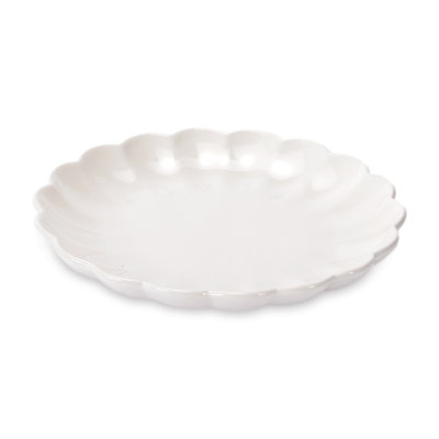White Scalloped Stoneware Dessert Plate
