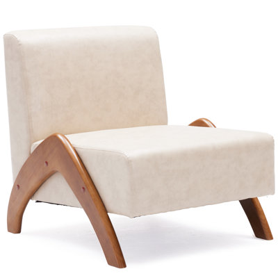 Upholstered Accent Chair with Wooden Legs