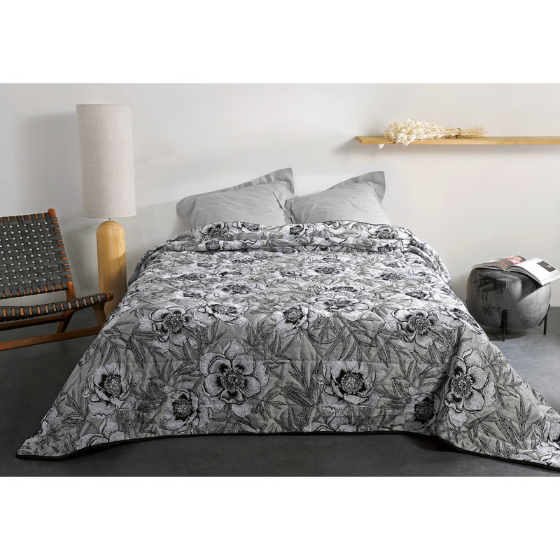 Demarquis Waffle Throw Blanket, Grey/Black/White