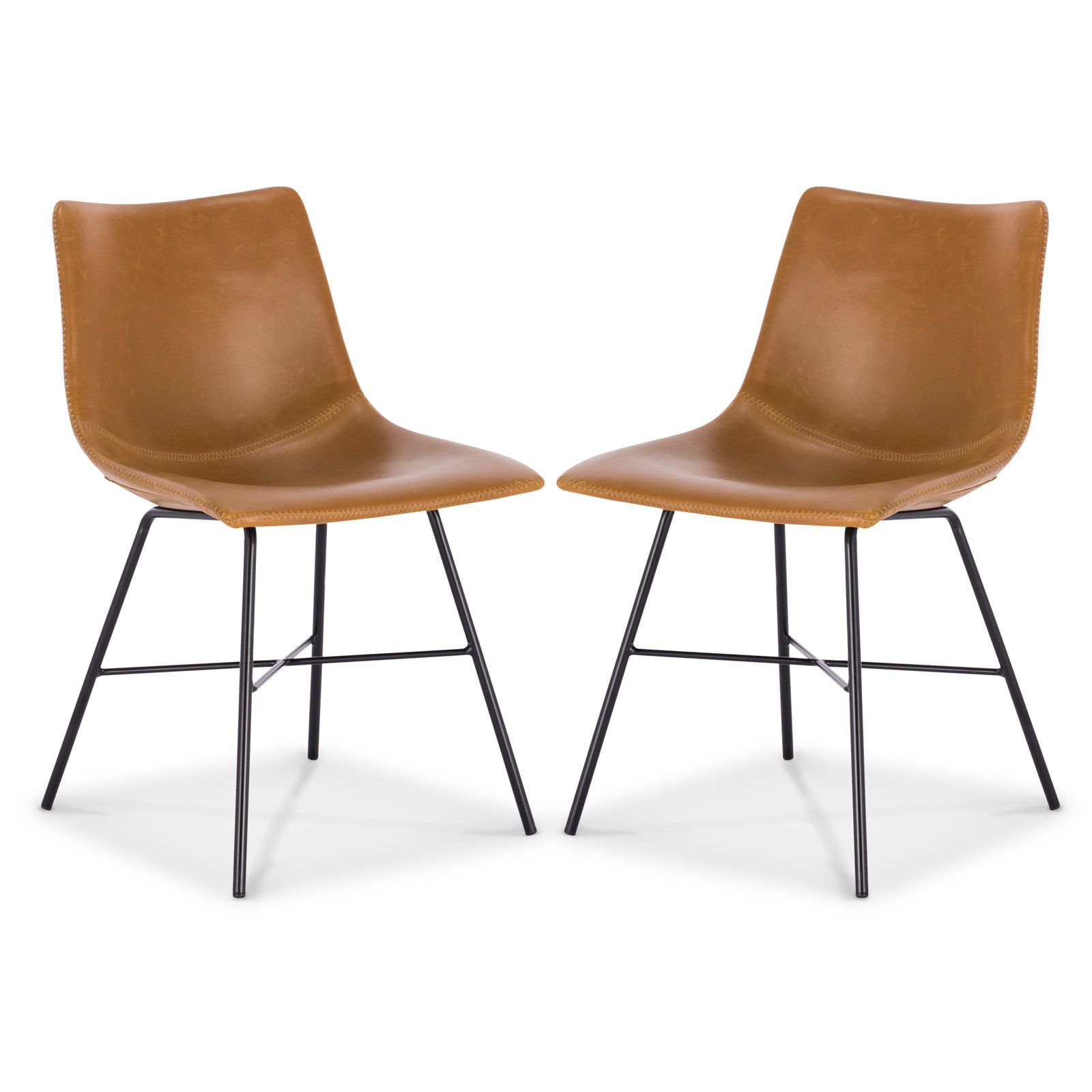 Bela Genuine Leather Side Chair, Tan Faux Leather