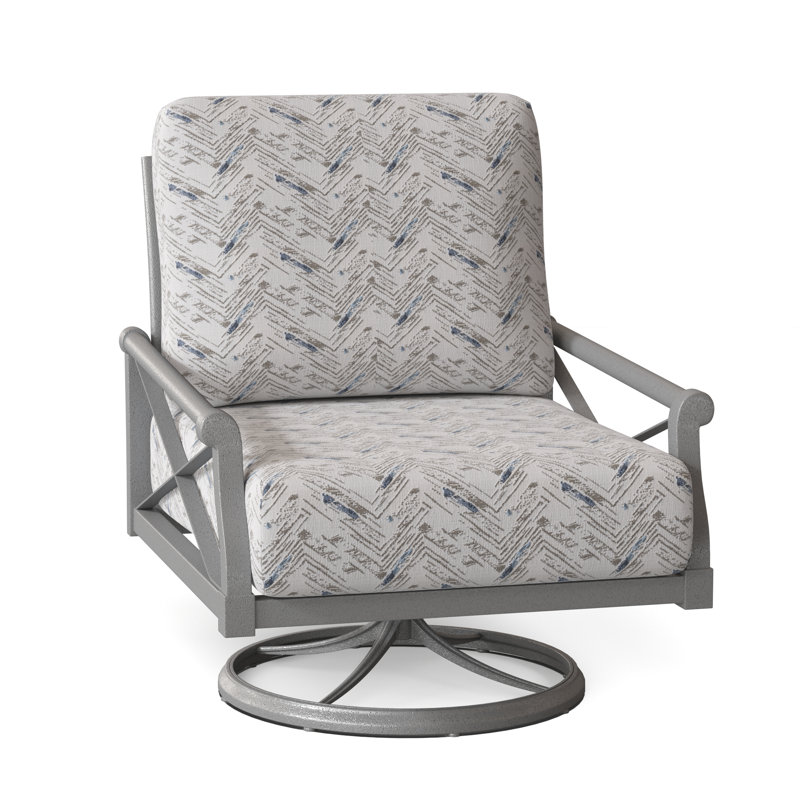 Chaise berçante avec coussins Andover, Toile toile Sunbrella® Bird's Eye, Finition étain