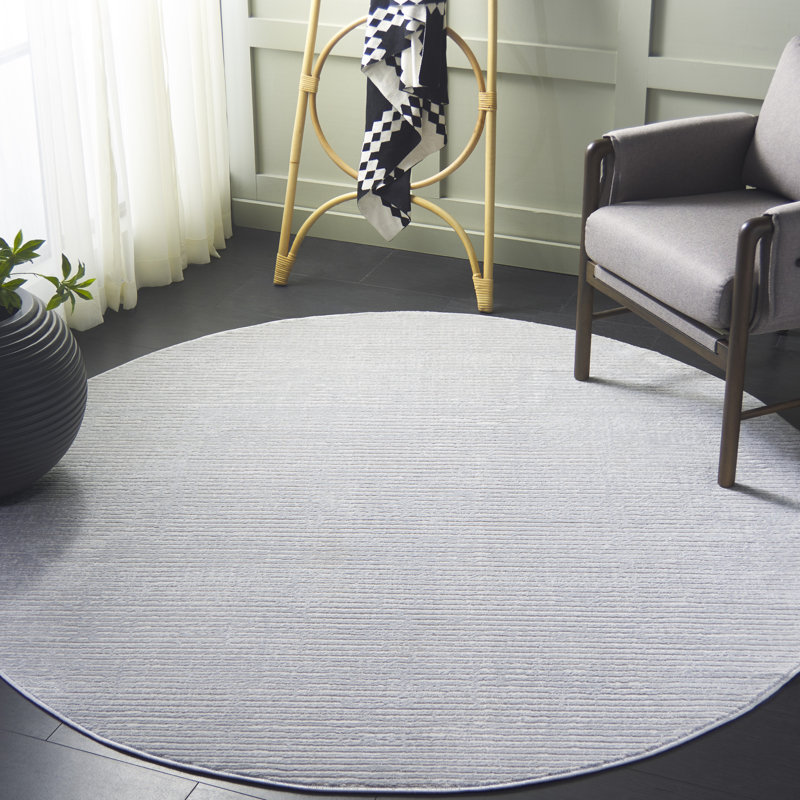 Tapis bleu / gris Risco 562, Rond 6 pi 7 po