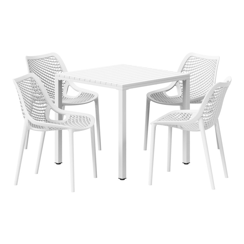 Ensemble repas carré pour 4 personnes, Blanc