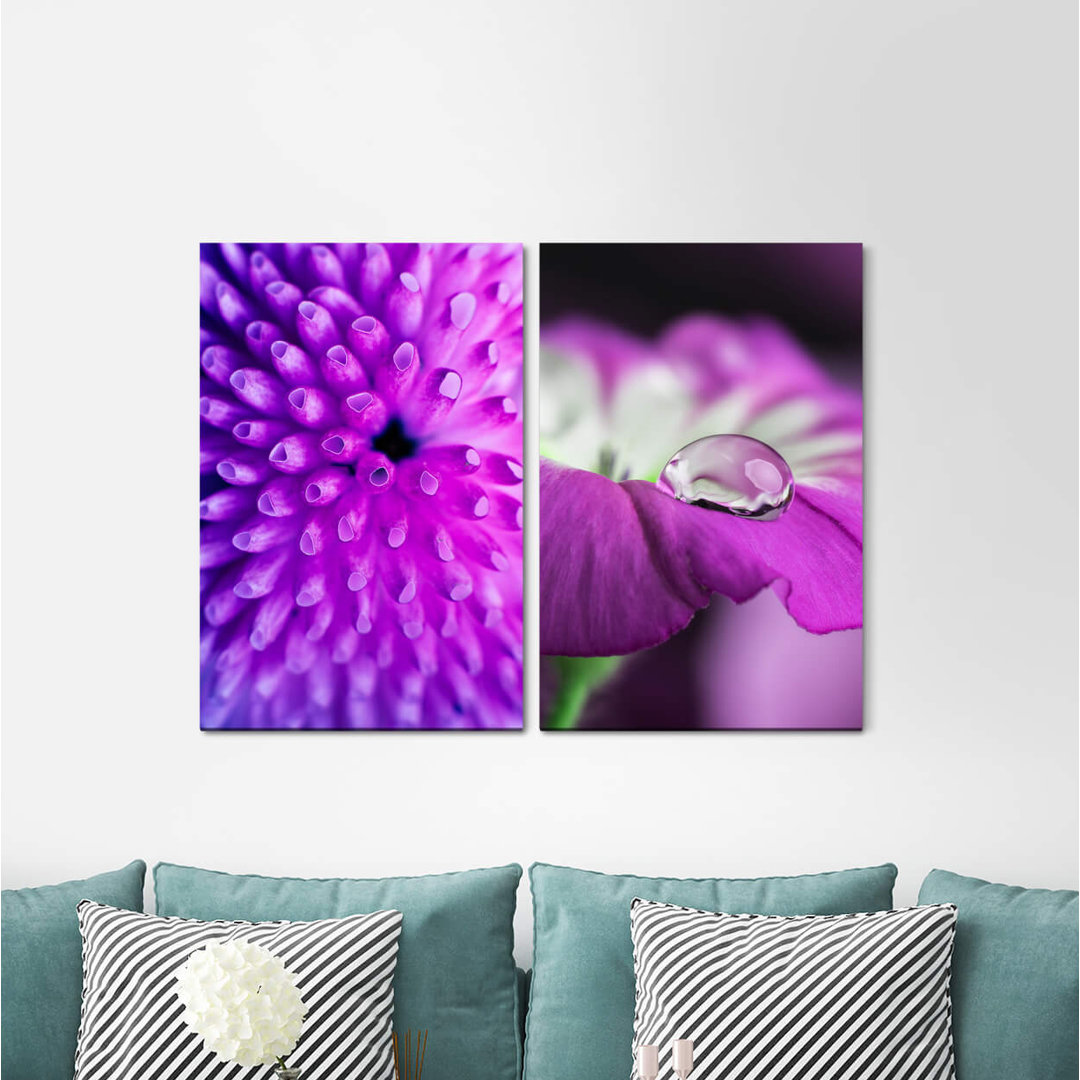 2-tlg. Leinwandbilder-Set - Fotografie "Coral Violet Water Bubbles bunte Farben"