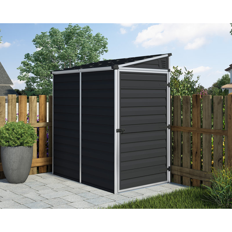 Palram - Canopia Skylight 4 Ft. W X 6 Ft. D Polycarbonate Lean-To Tool Shed, Midnight Grey, Midnight Gray
