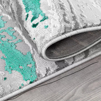 Abstract Flatweave Shag Area Rug