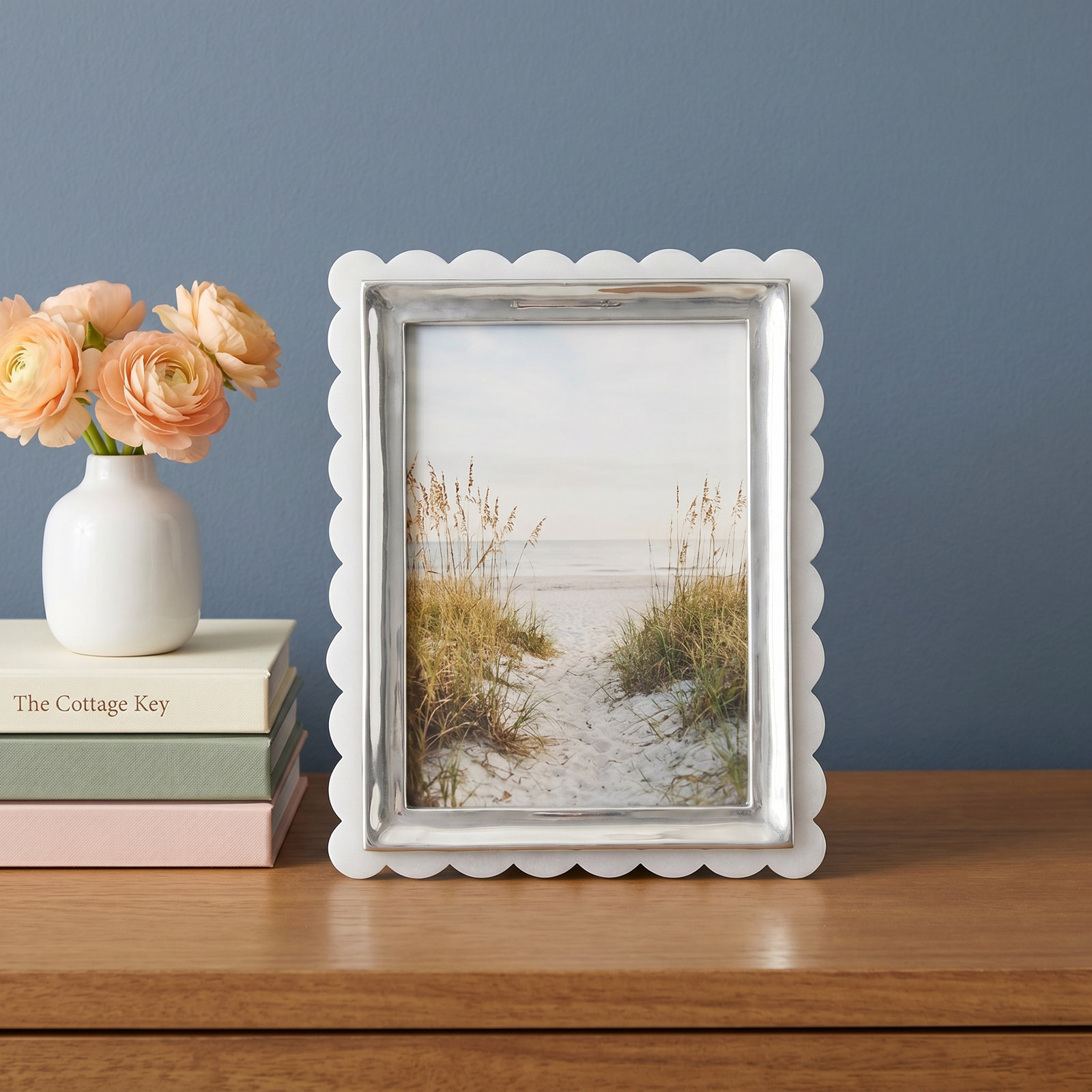 Metal Picture Frame, White, 5" W x 7" H