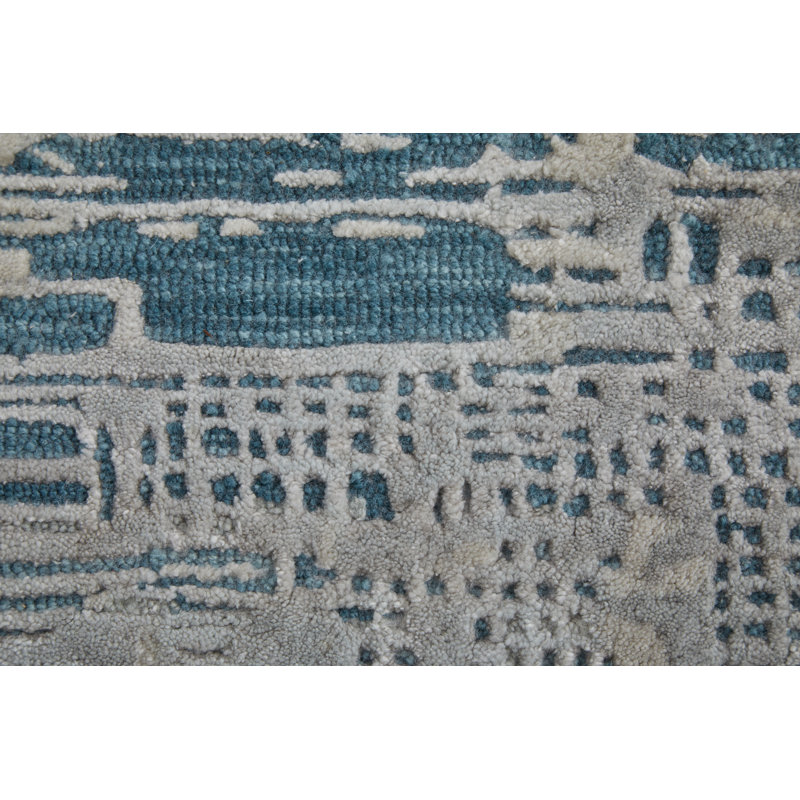 Zarah Hand Tufted Abstract Area Rug, Rectangle 12' x 15', Gray/Taupe/Blue