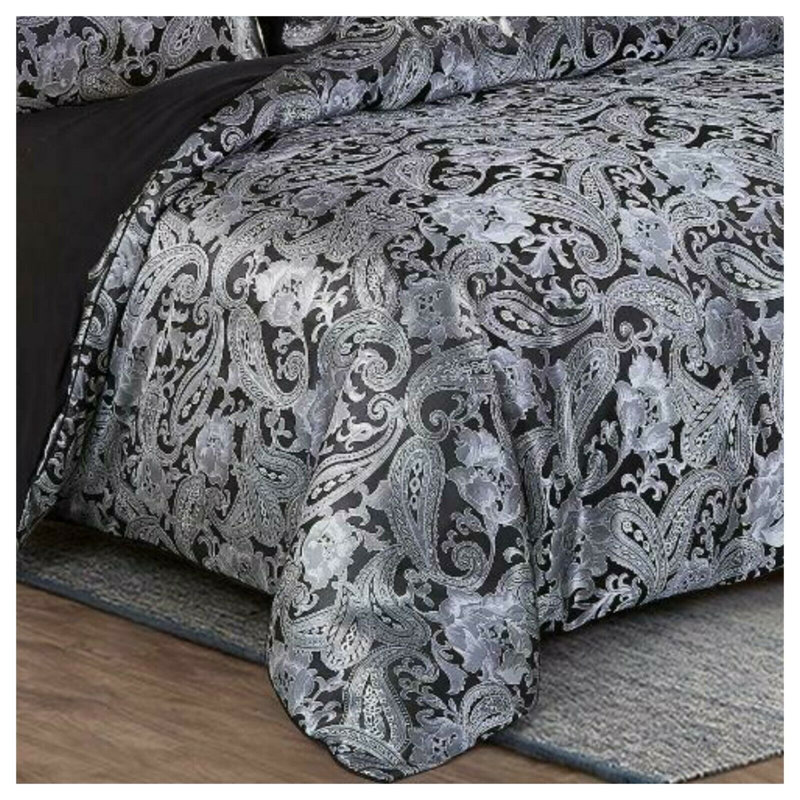 Diep Polyester Paisley Duvet Cover Set with Pillowcases Included, Double - 2 Standard Pillowcases, Black