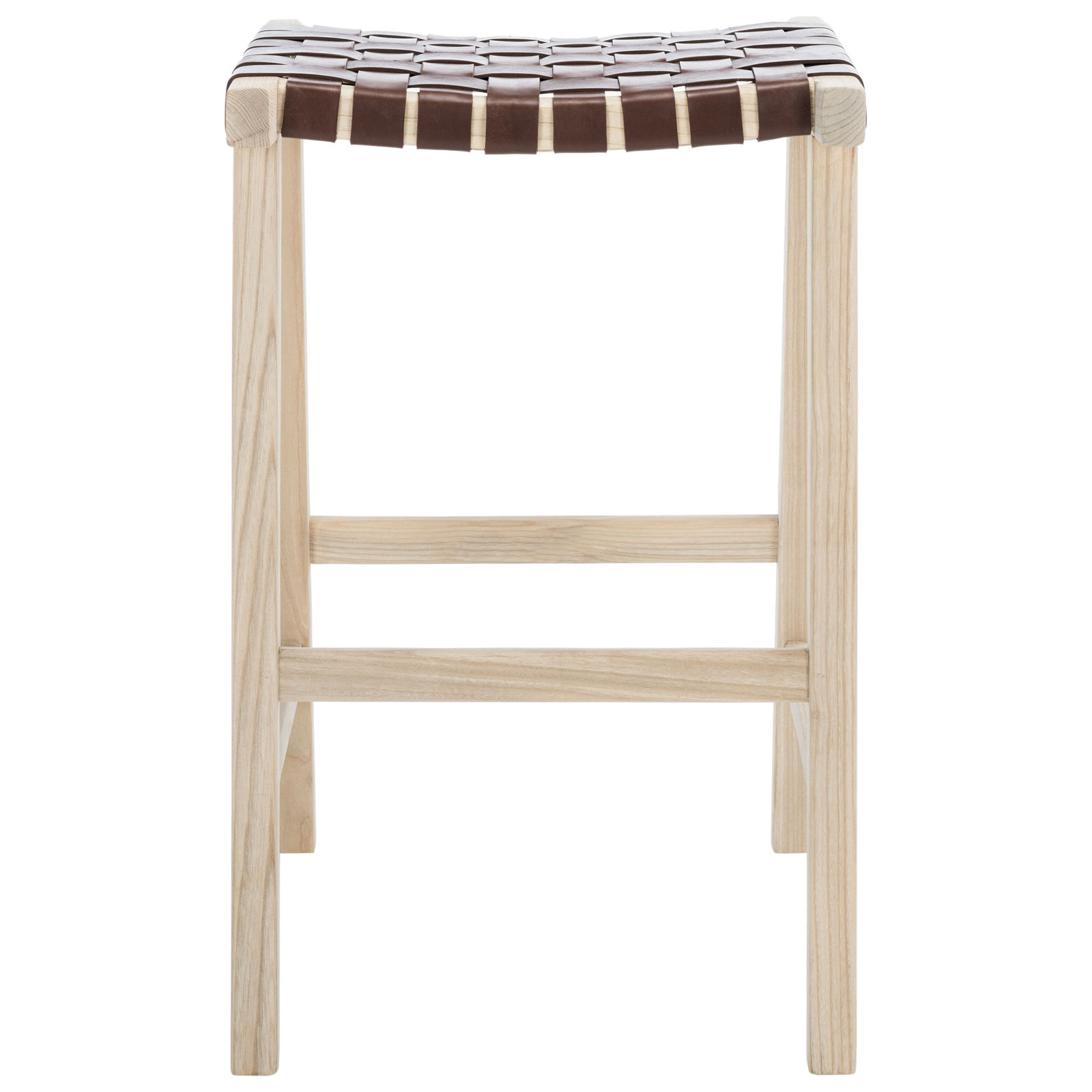 Alston Backless Leather Bar & Counter Stool, Bar Stool (30” Seat Height), Light Natural, Cognac