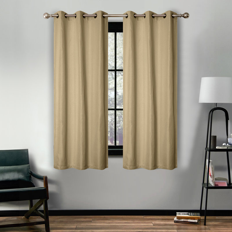 Modern Linen Inspired Classic Solid 100% Polyester Room Darkening Curtain Panel, Grommet 42" W x 63" L, Ivory